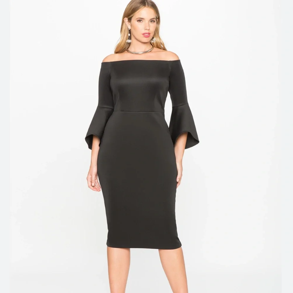 Eloquii Off the Shoulder Flare Sleeve Dress - Picture 3 of 8